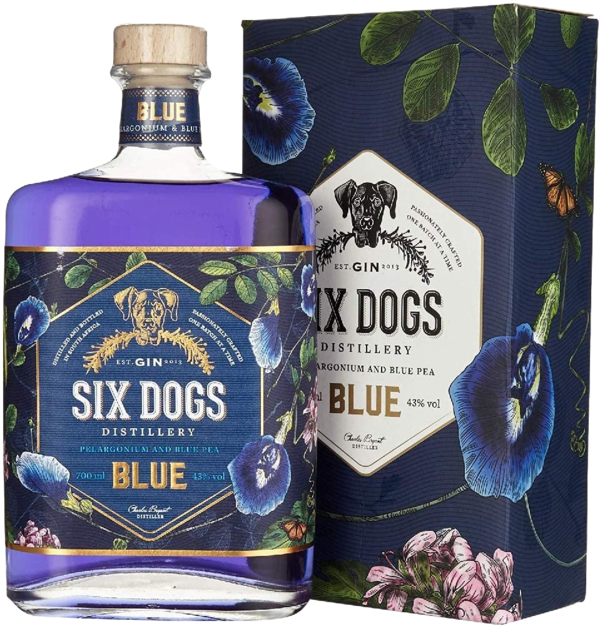 SIX DOGS BLUE GIN, SMALL BATCH, 0,7L, 43% Vol.