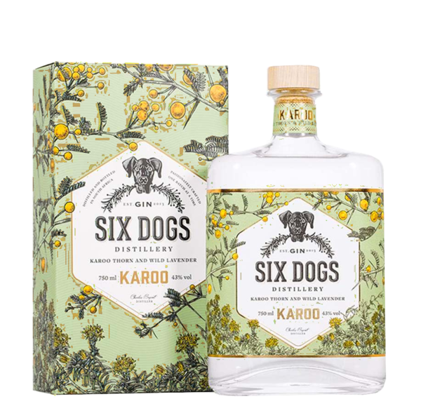 SIX DOGS KAROO DRY GIN, SMALL BATCH, 0,7L, 43% Vol.